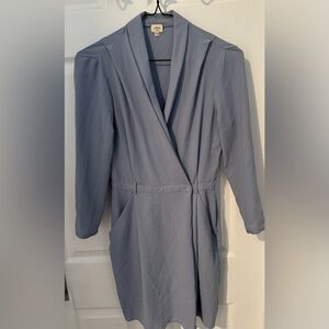 Wilfred x Aritzia Franca wrap dress slate blue grey mini classic office party 0